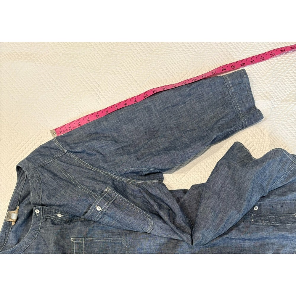 Duluth Denim Women's Chambray Shirt Size 2XL Plus Tunic Collarless Button Up - Picture 8 of 9